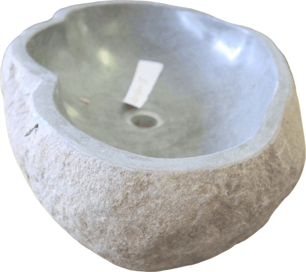 Lavabo in Pietra di Fiume Indonesiana 60x40x15 cm – Lavandino da Appoggio Artigianale Rock - 5