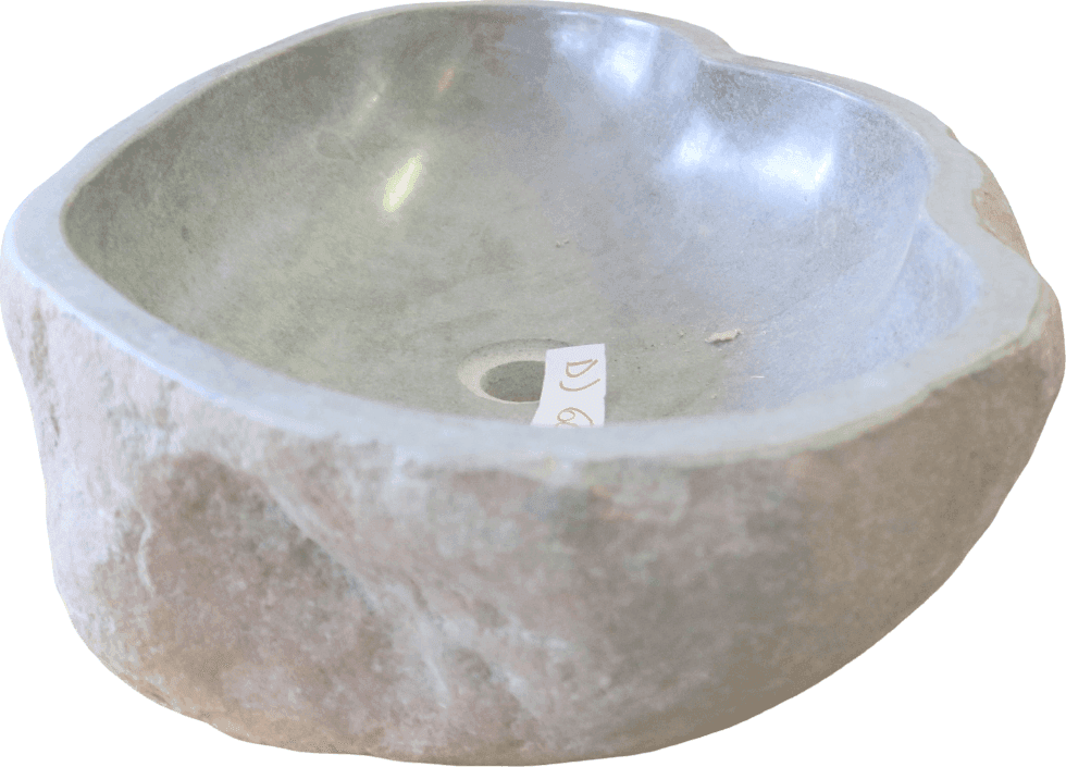 Lavabo in Pietra di Fiume Indonesiana 60x40x15 cm – Lavandino da Appoggio Artigianale Rock - 7