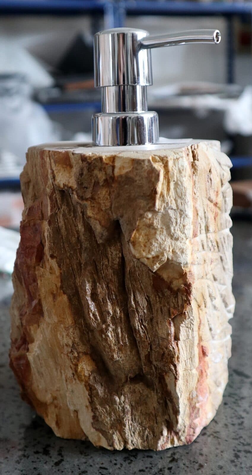 Dispenser in pietra legno fossile fossilizzato cm 10x9x20 arredo bagno accessorio - 2