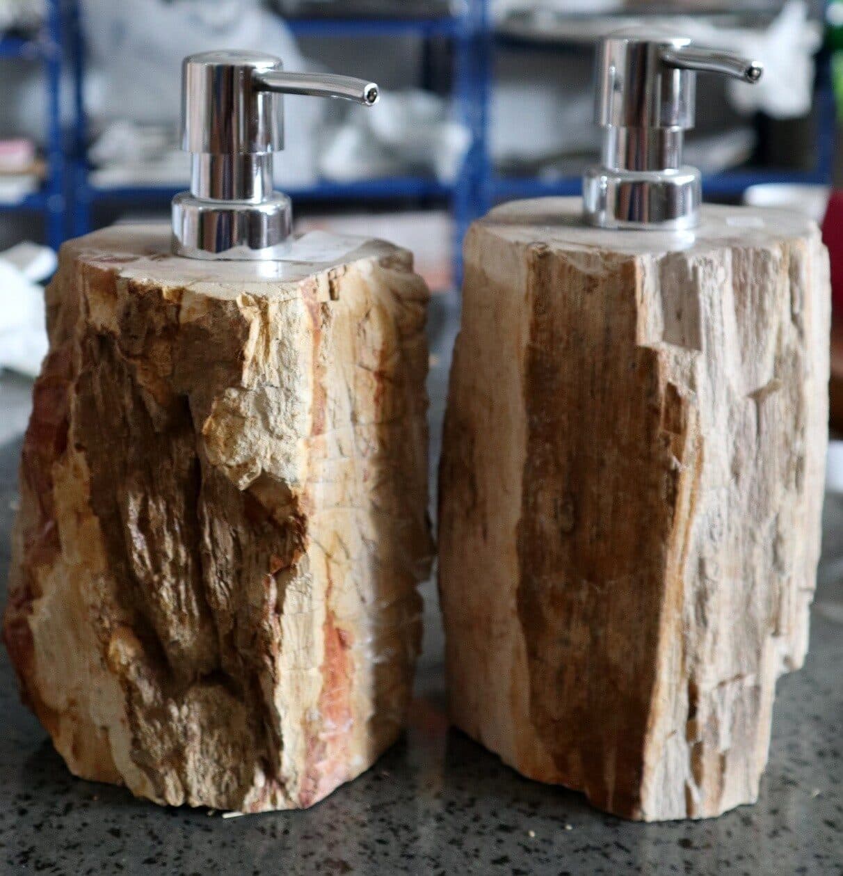 Dispenser in pietra legno fossile fossilizzato cm 10x9x20 arredo bagno accessorio - 4