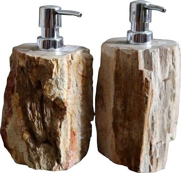 Dispenser in pietra legno fossile fossilizzato cm 10x9x20 arredo bagno accessorio - 5
