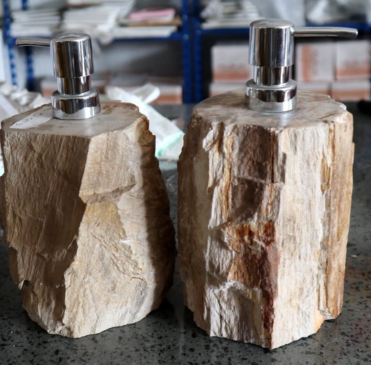 Dispenser in pietra legno fossile fossilizzato cm 10x9x20 arredo bagno accessorio - 7