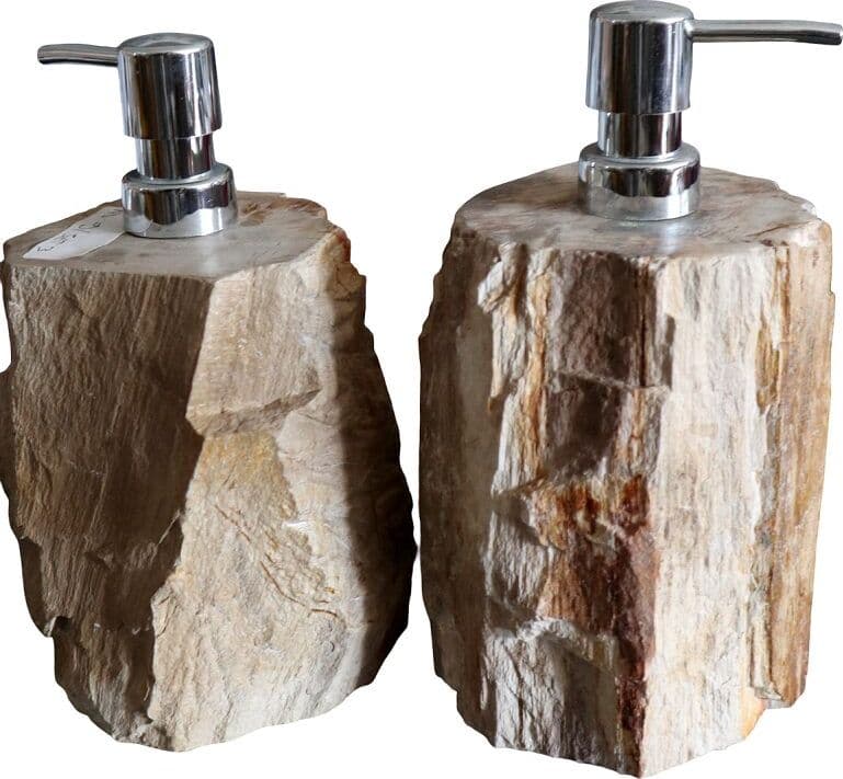 Dispenser in pietra legno fossile fossilizzato cm 10x9x20 arredo bagno accessorio - 8