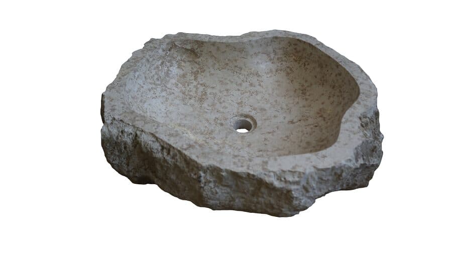 Lavandino in marmo chiaro irregolare   cm 57x51x16 lavabo Stone bocciardato - 2