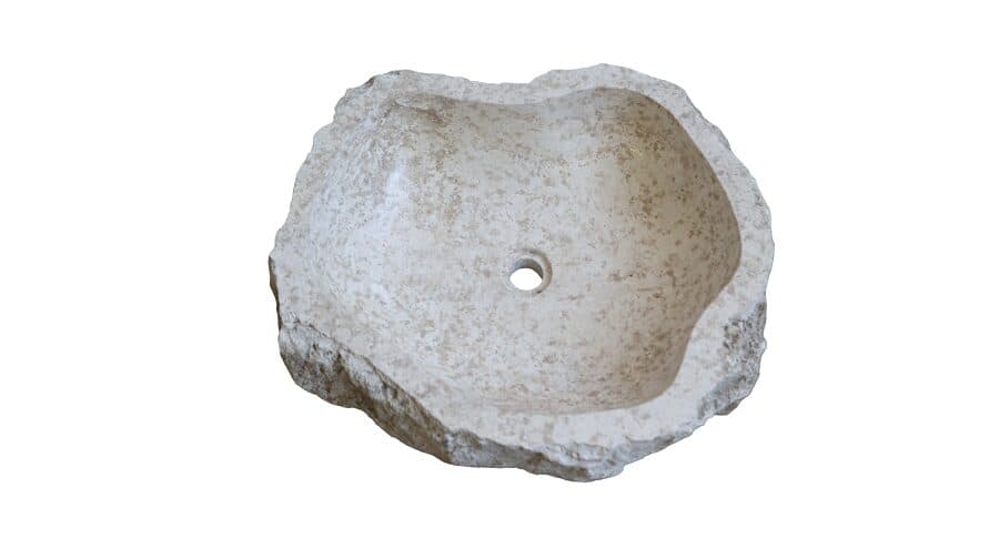 Lavandino in marmo chiaro irregolare   cm 57x51x16 lavabo Stone bocciardato - 3