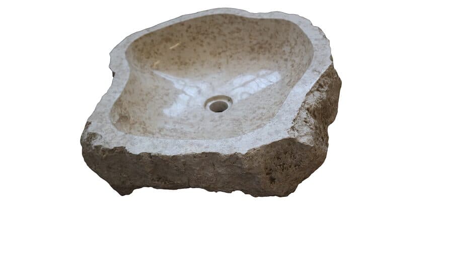 Lavandino in marmo chiaro irregolare   cm 57x51x16 lavabo Stone bocciardato - 4