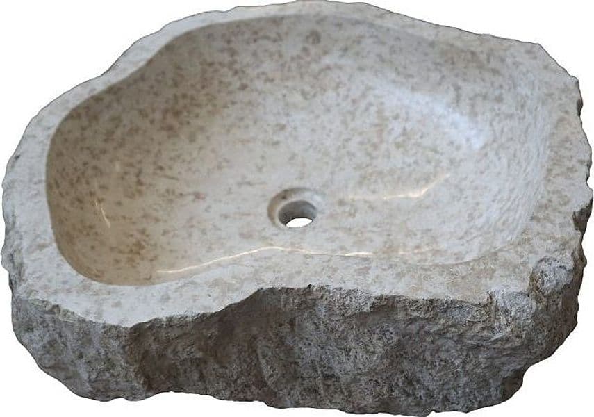 Lavandino in marmo chiaro irregolare   cm 57x51x16 lavabo Stone bocciardato - 5