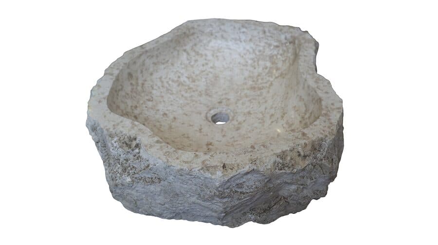 Lavandino in marmo chiaro irregolare   cm 57x51x16 lavabo Stone bocciardato - 6