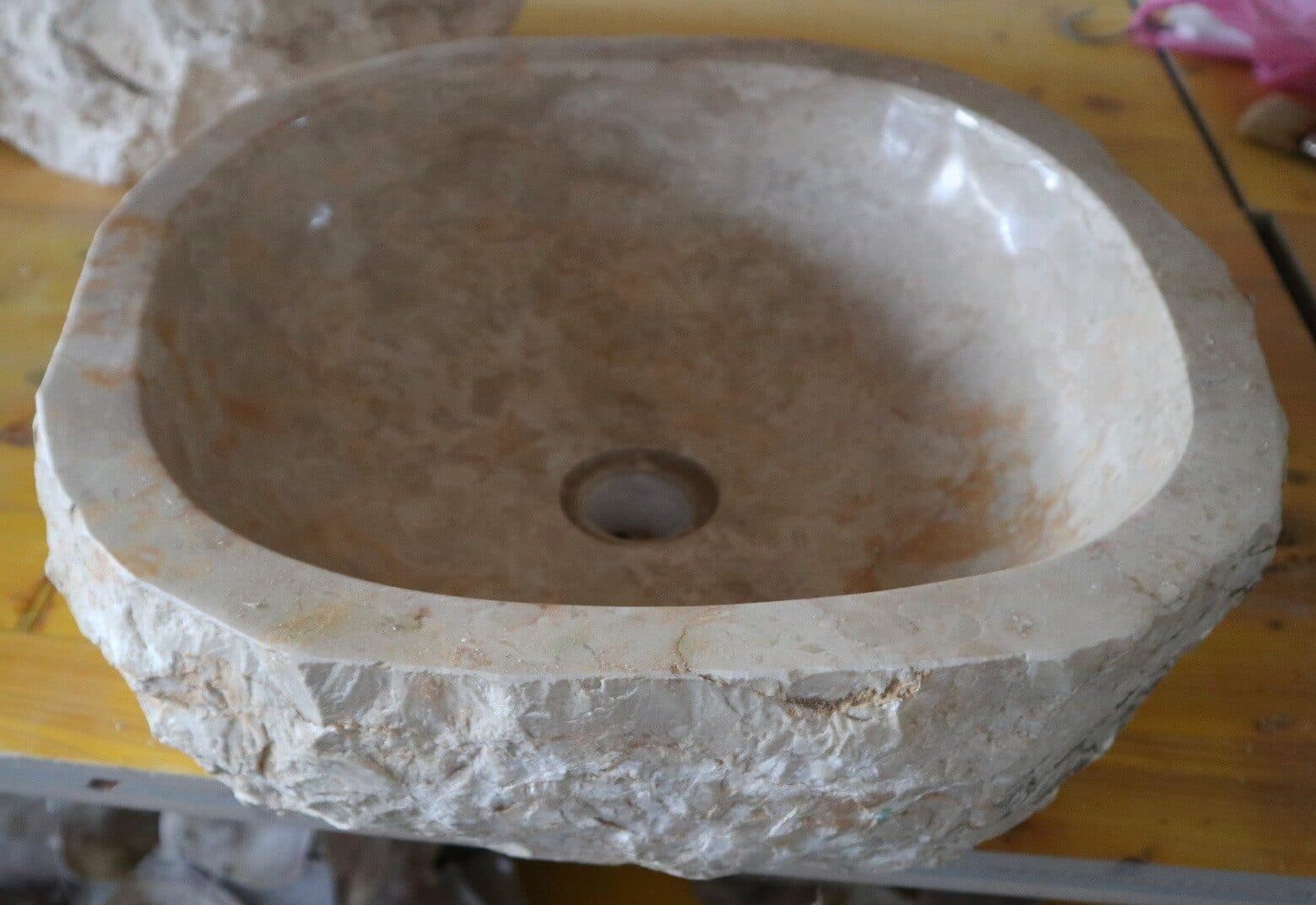 Lavandino in Marmo Naturale 44x42x15 cm – Artigianato Indonesiano - 5