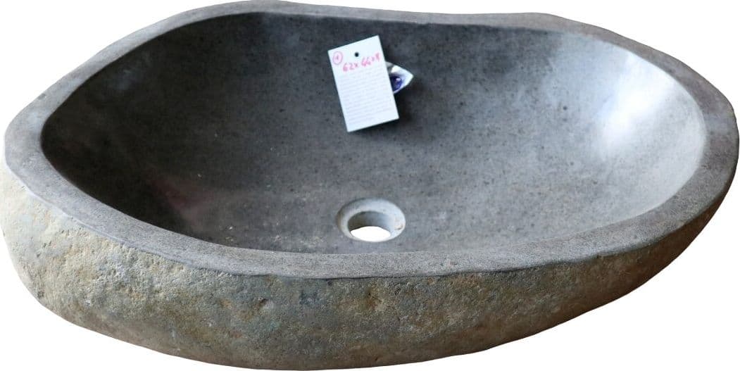 Lavabo in Pietra di Fiume Indonesiana 62x44 cm – Design Naturale Moderno, Fatto a Mano OFFERTA - 2