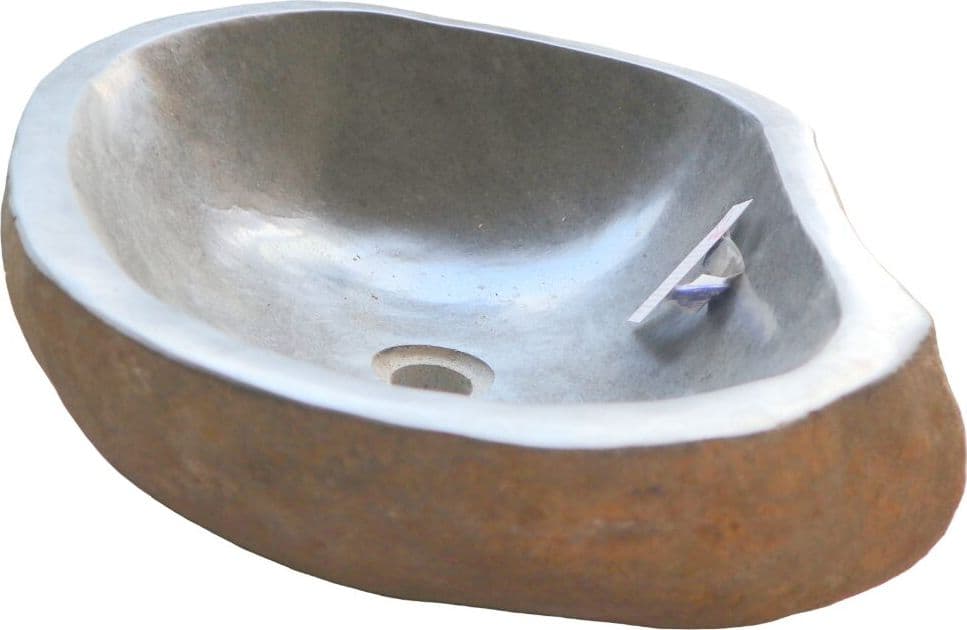 Lavabo in Pietra di Fiume Indonesiana 62x44 cm – Design Naturale Moderno, Fatto a Mano OFFERTA - 11