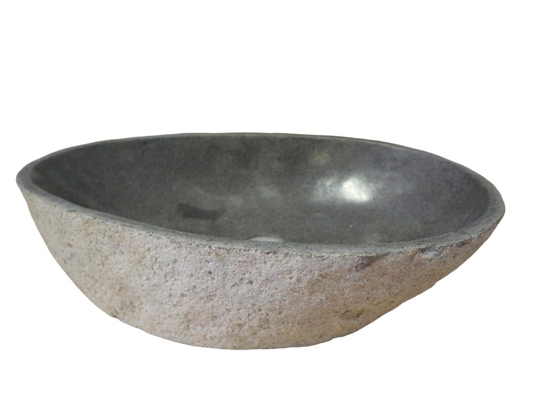 Lavabo in pietra naturale 62x38x15 cm – Design artigianale sasso di fiume - 4