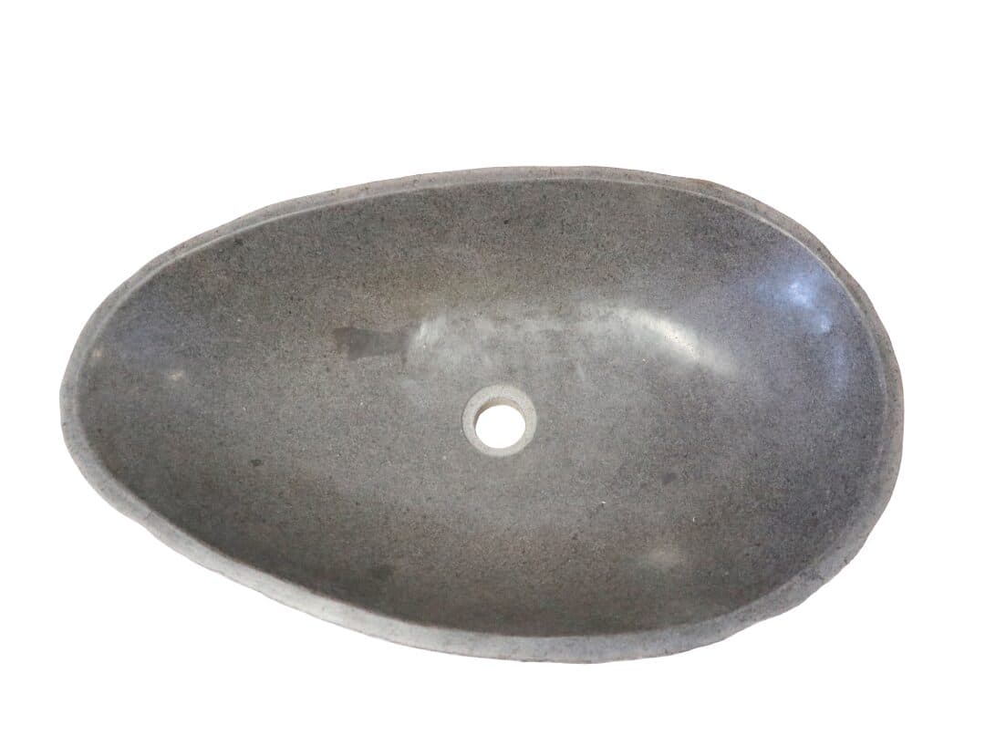 Lavabo in pietra naturale 62x38x15 cm – Design artigianale sasso di fiume - 5