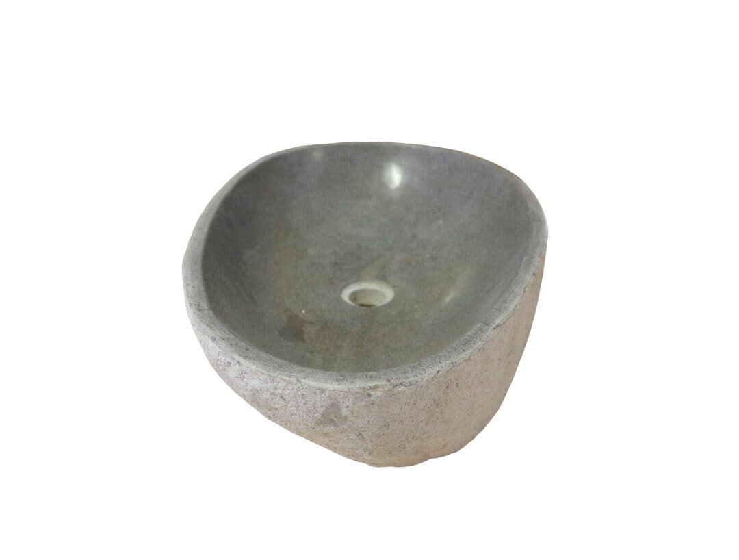 Lavabo in pietra naturale 62x38x15 cm – Design artigianale sasso di fiume - 6