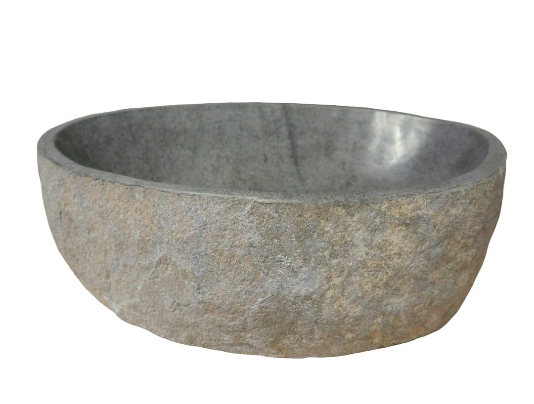 Lavabo in pietra naturale artigianale 59x39x15 cm – Design moderno - 3