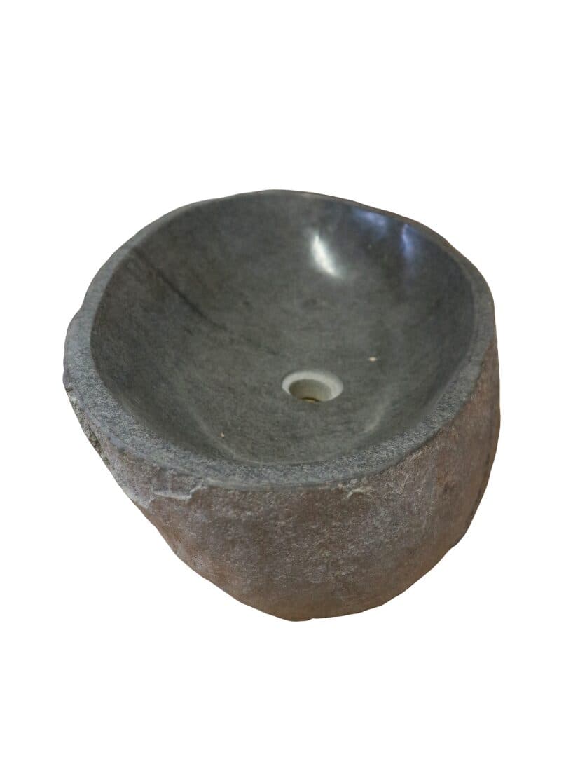 Lavabo in pietra naturale artigianale 59x39x15 cm – Design moderno - 5