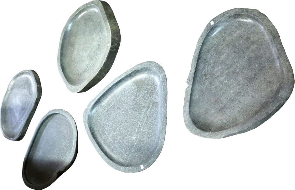 Vassoio in Pietra di Fiume Naturale 40/50 cm – Piatto Bagno Artigianale in Sasso Indonesiano - 4