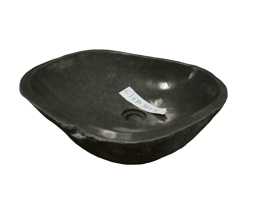 Lavabo in Pietra di Fiume Indonesiana Naturale 48x45x15 cm – Lavandino Artigianale da Appoggio per Bagno SPA Moderno - 7