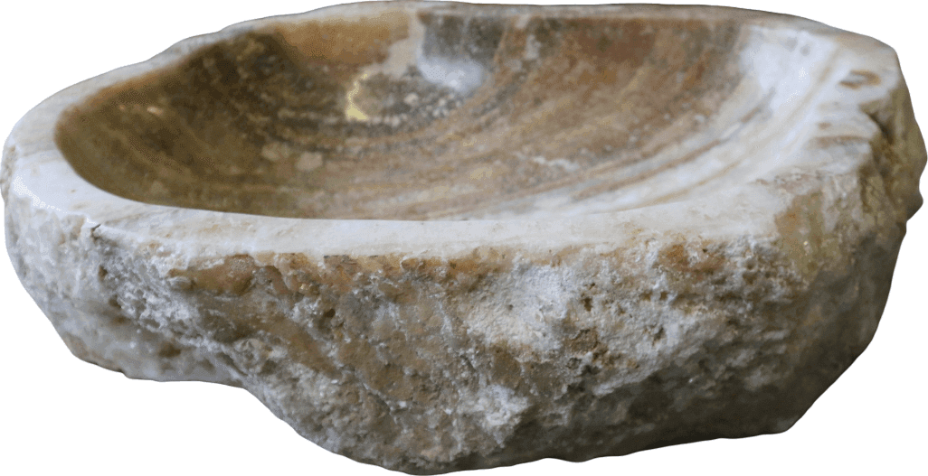 Lavabo in Onice Beige Naturale Indonesiano 58 cm – Lavandino Artigianale in Pietra per Bagno Moderno SPA - 3