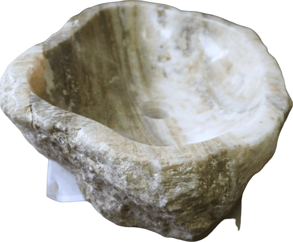 Lavabo in Onice Beige Naturale Indonesiano 58 cm – Lavandino Artigianale in Pietra per Bagno Moderno SPA - 5