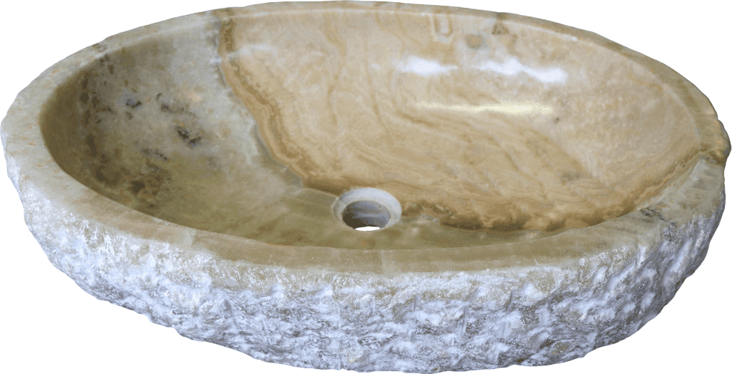 Lavabo da Appoggio in Onice Beige Indonesiano 61 cm – Lavandino Artigianale in Pietra Naturale per Bagno SPA Moderno - 2