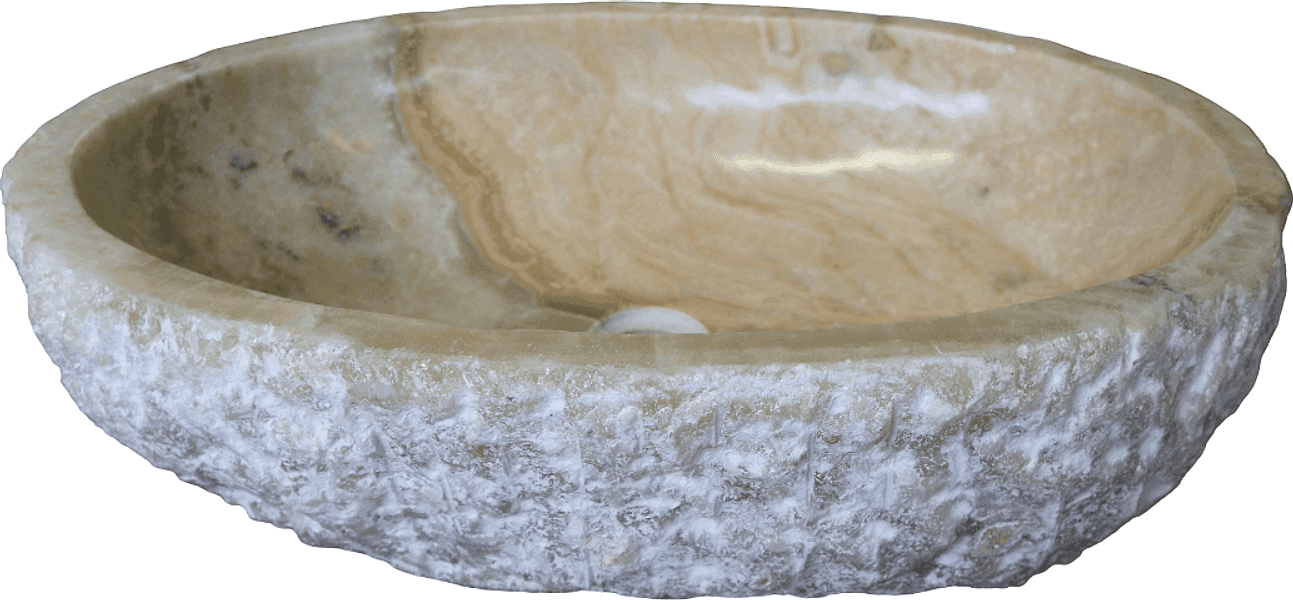 Lavabo da Appoggio in Onice Beige Indonesiano 61 cm – Lavandino Artigianale in Pietra Naturale per Bagno SPA Moderno - 3
