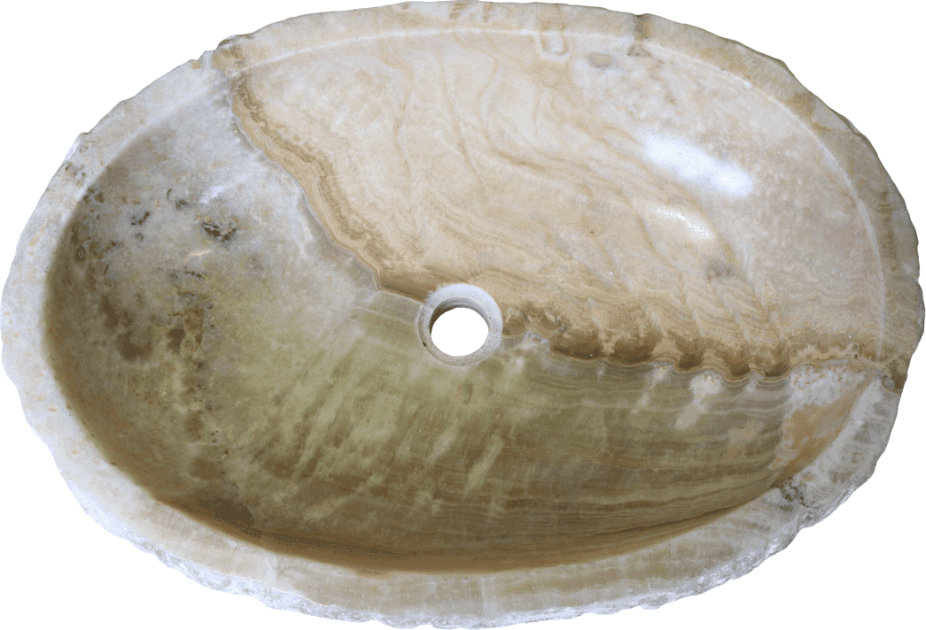 Lavabo da Appoggio in Onice Beige Indonesiano 61 cm – Lavandino Artigianale in Pietra Naturale per Bagno SPA Moderno - 4