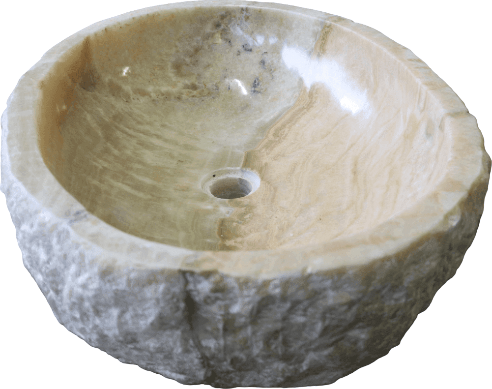 Lavabo da Appoggio in Onice Beige Indonesiano 61 cm – Lavandino Artigianale in Pietra Naturale per Bagno SPA Moderno - 5