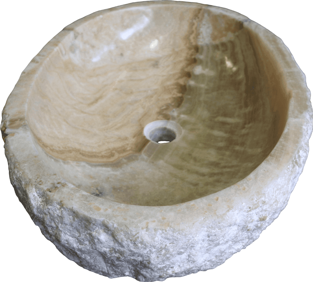 Lavabo da Appoggio in Onice Beige Indonesiano 61 cm – Lavandino Artigianale in Pietra Naturale per Bagno SPA Moderno - 6