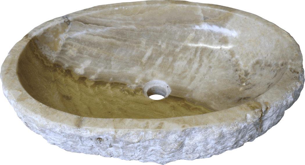 Lavabo da Appoggio in Onice Beige Indonesiano 61 cm – Lavandino Artigianale in Pietra Naturale per Bagno SPA Moderno - 7