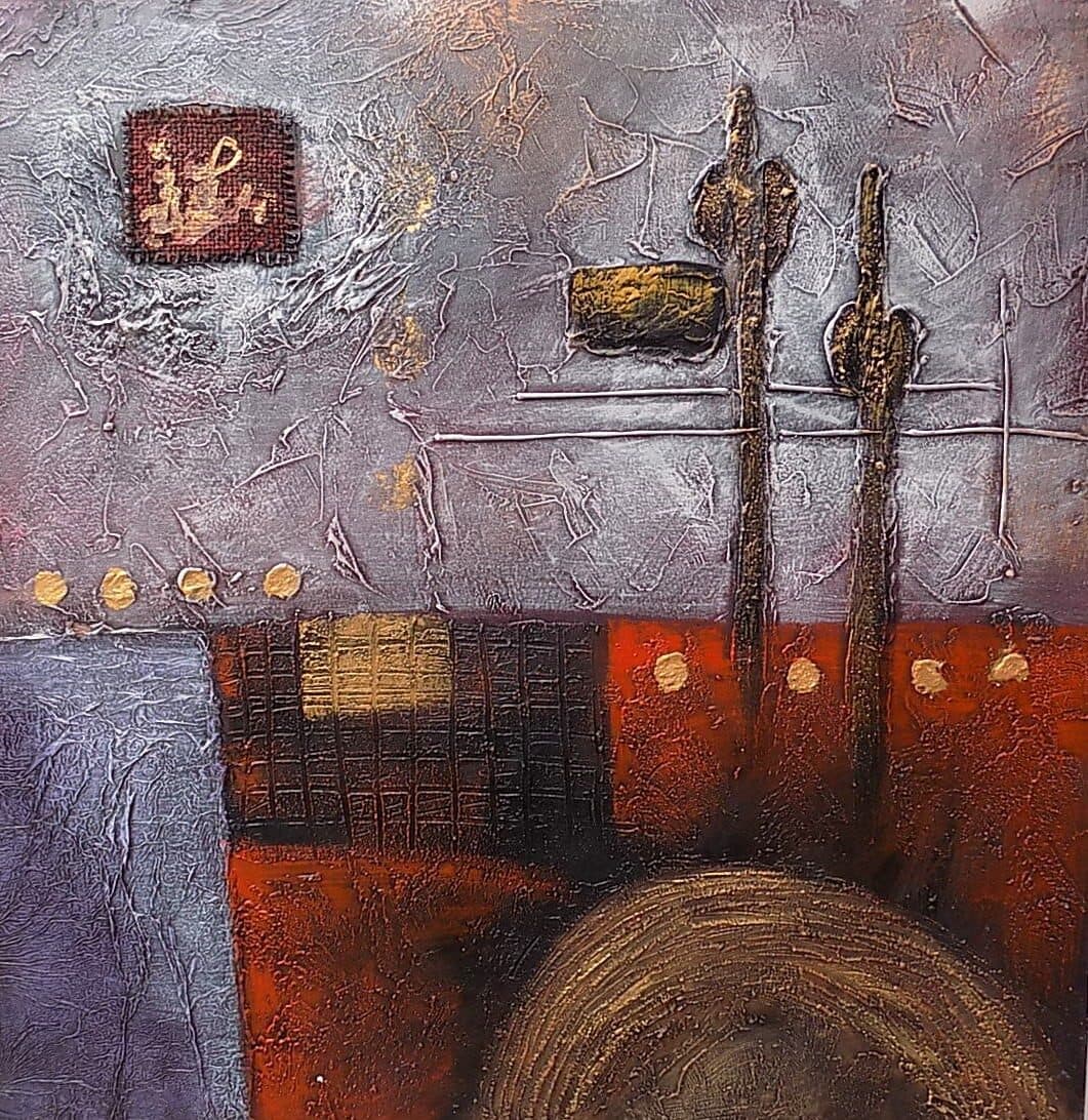 quadro in acrilico realizzato a mano molto materico cm 80x80 industrial style dipinto 1 - 3