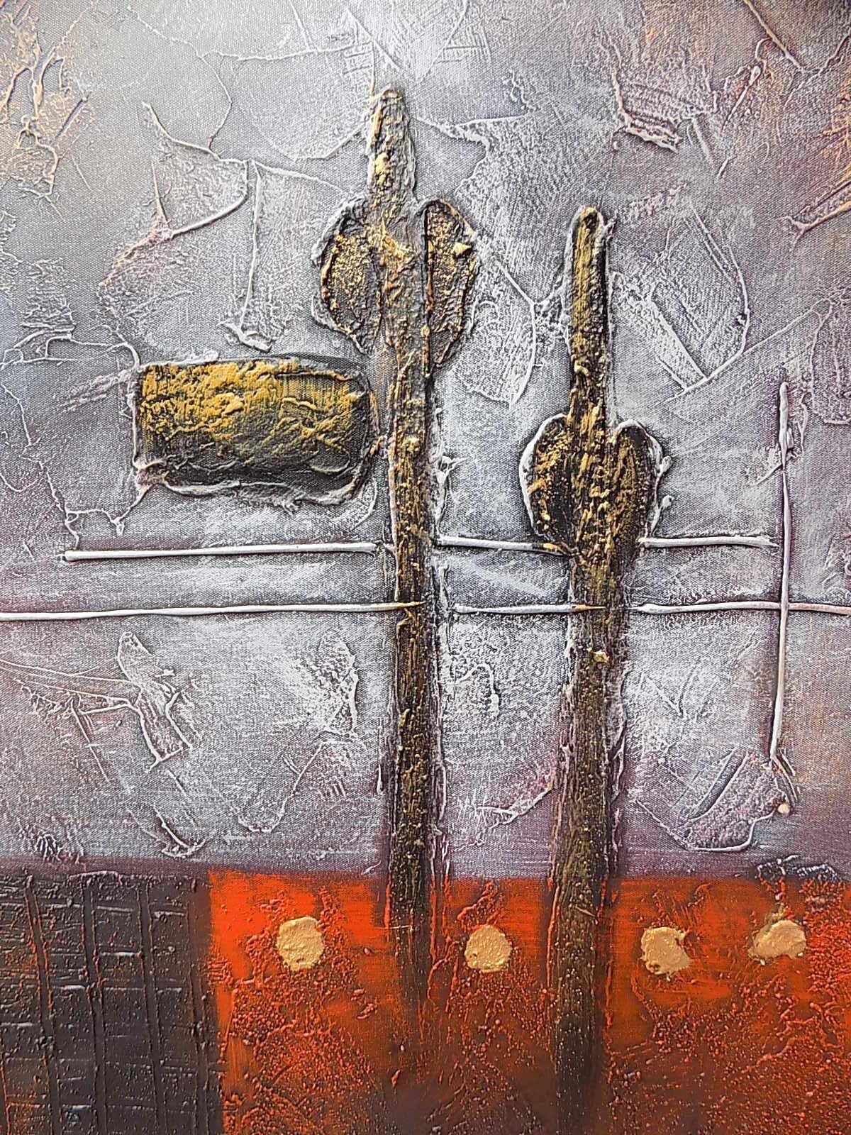 quadro in acrilico realizzato a mano molto materico cm 80x80 industrial style dipinto 1 - 5