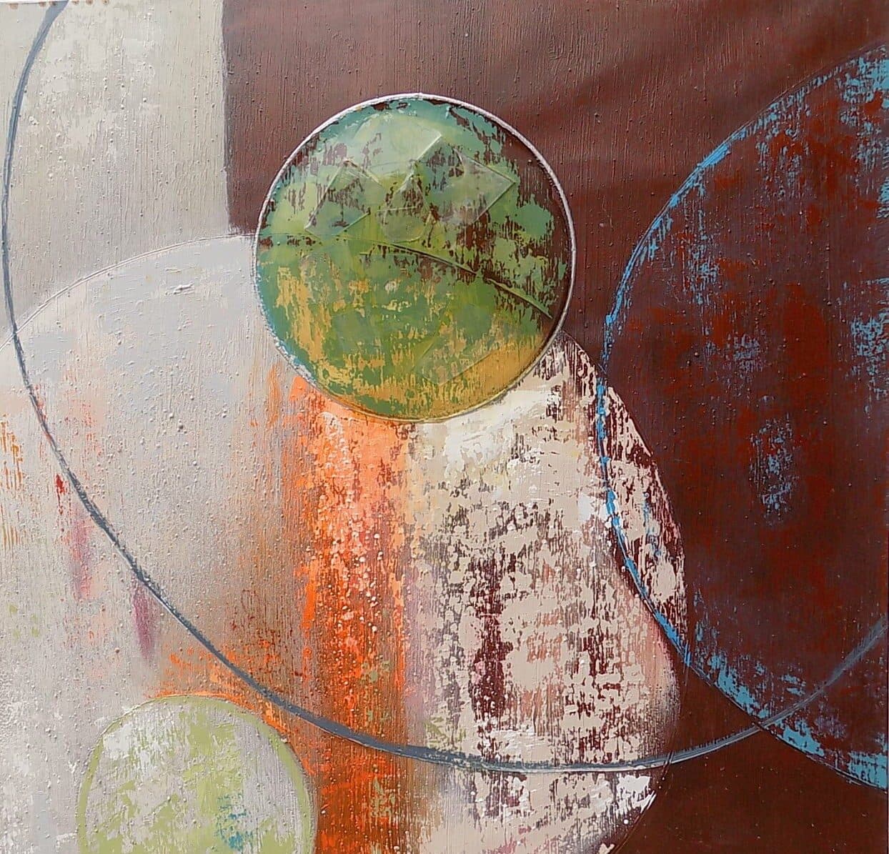 quadro in acrilico realizzato a mano molto materico cm 80x80 industrial style dipinto 2 - 3