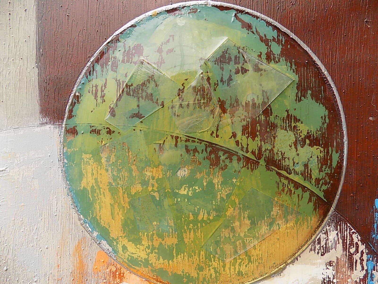 quadro in acrilico realizzato a mano molto materico cm 80x80 industrial style dipinto 2 - 4