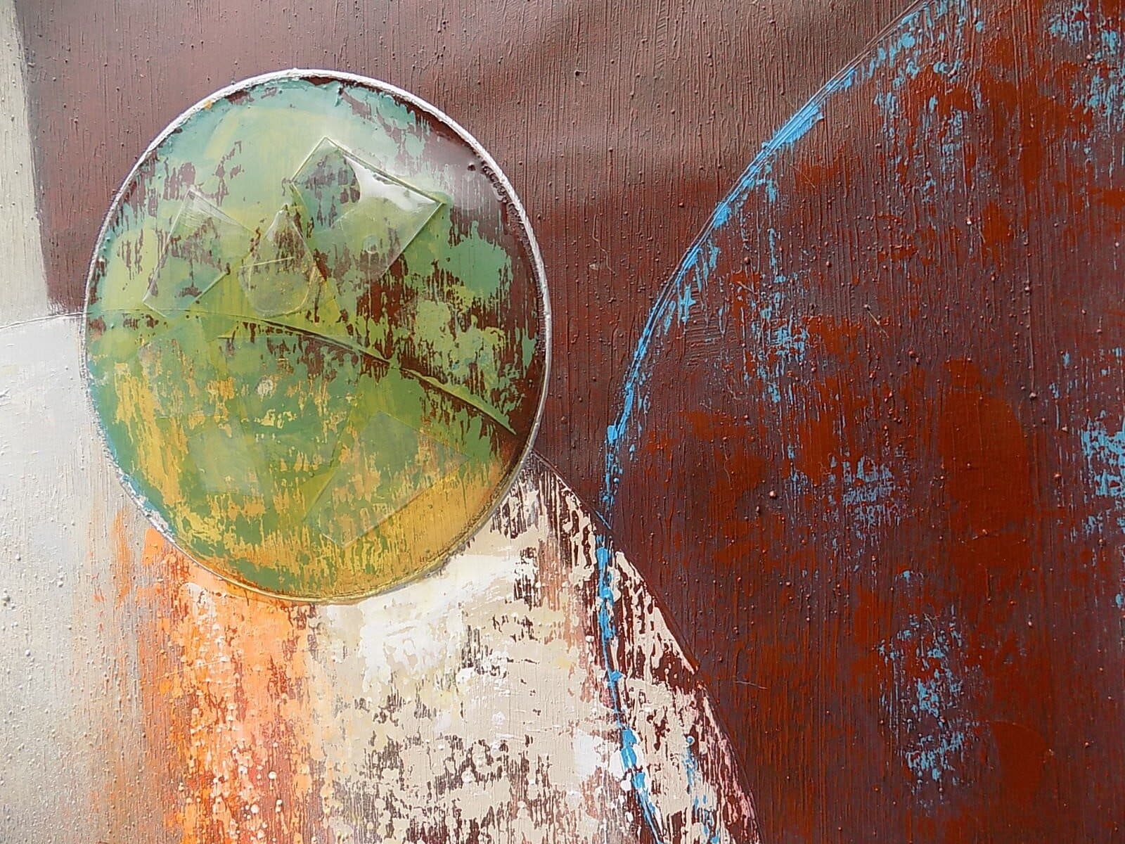 quadro in acrilico realizzato a mano molto materico cm 80x80 industrial style dipinto 2 - 6