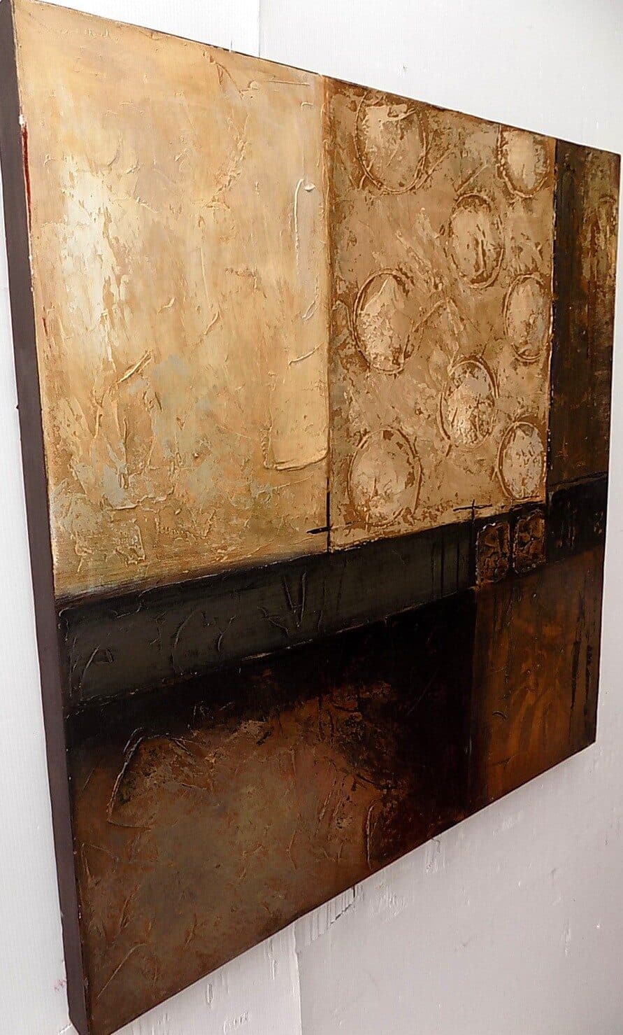 quadro in acrilico realizzato a mano molto materico cm 80x80 industrial style dipinto 4 - 7