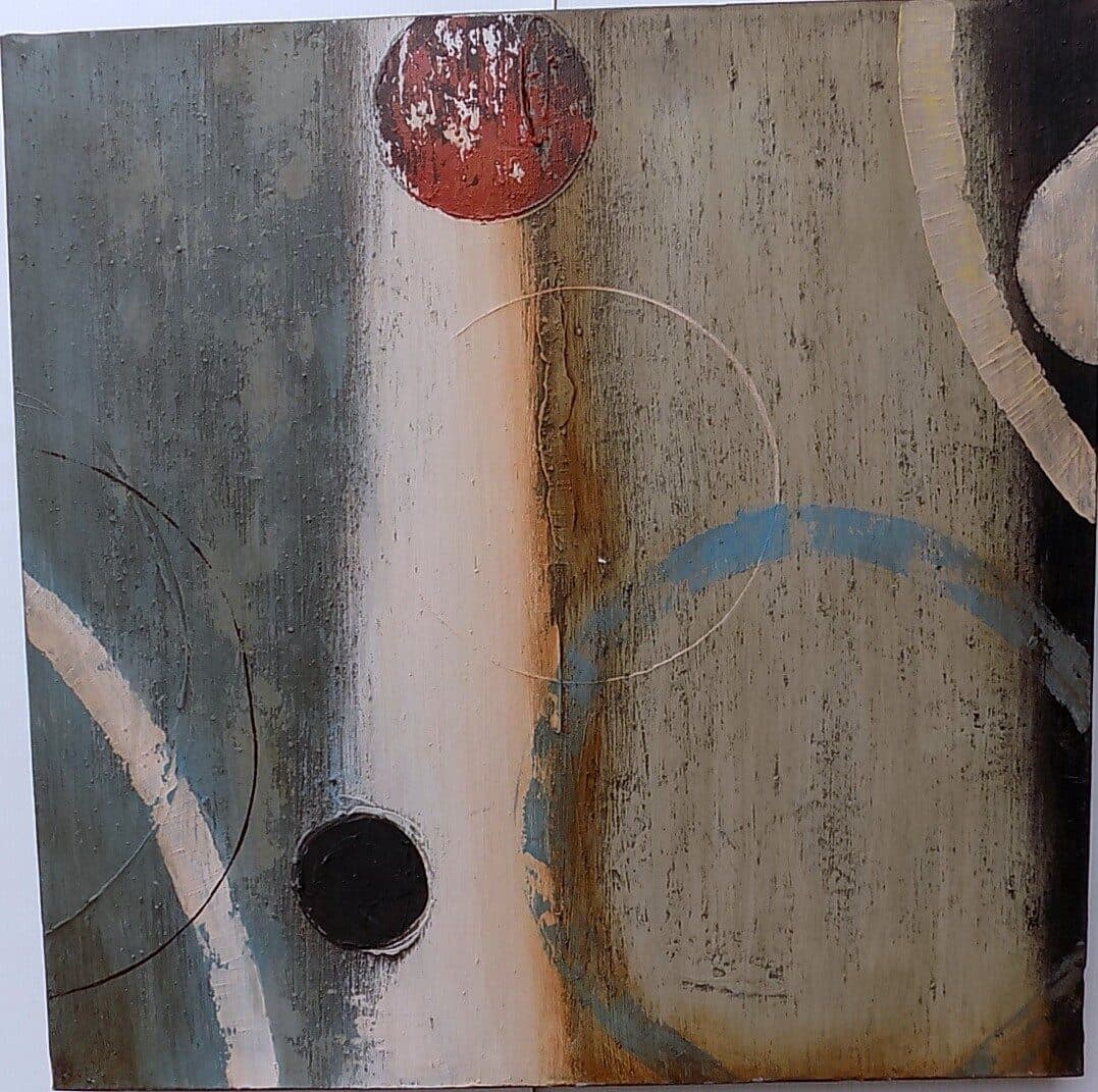 Quadro a olio realizzato a mano molto materico cm 60x60 industrial style dipinto 1