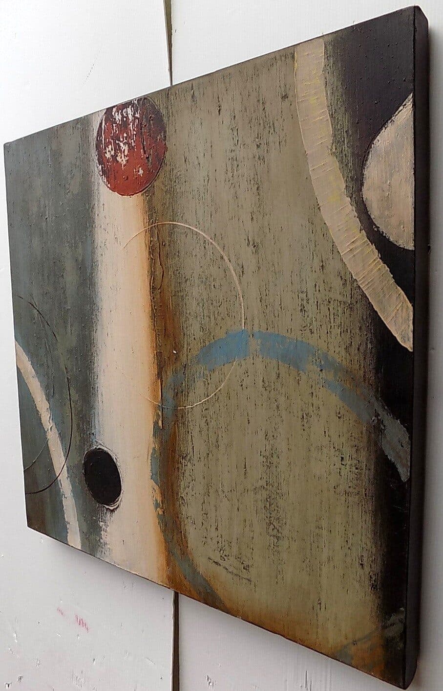 Quadro a olio realizzato a mano molto materico cm 60x60 industrial style dipinto 1 - 5