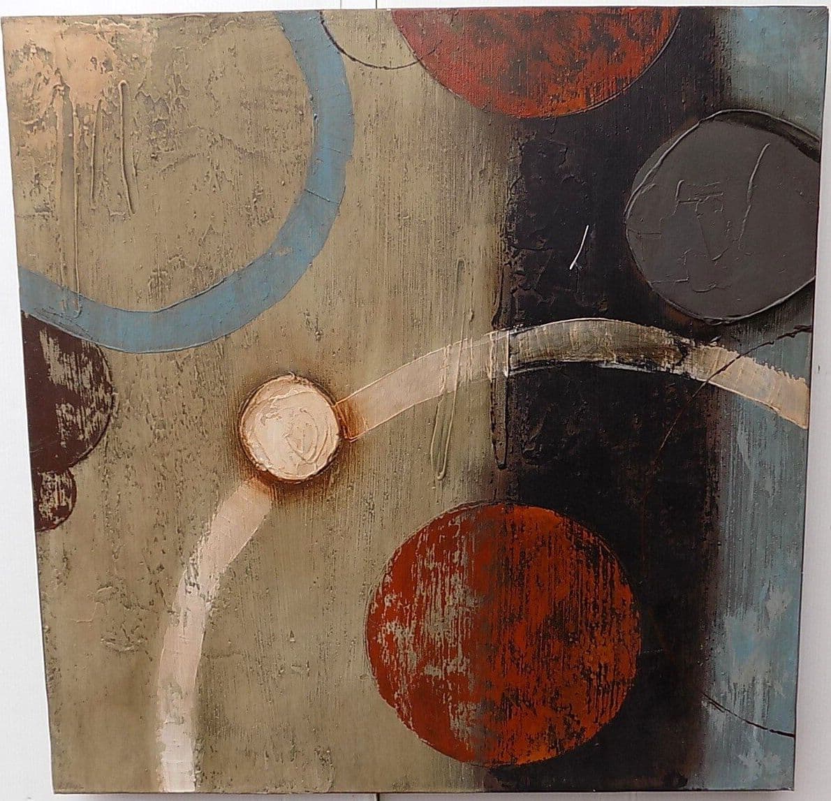 Quadro a olio realizzato a mano molto materico cm 60x60 industrial style dipinto 2 - 2