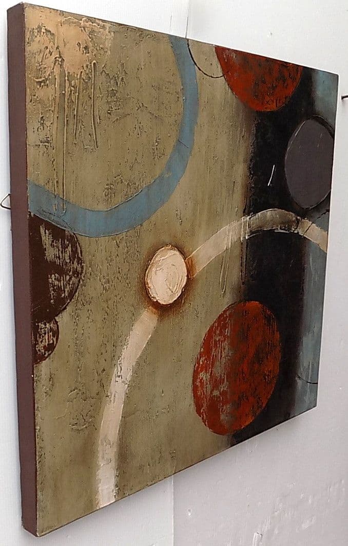 Quadro a olio realizzato a mano molto materico cm 60x60 industrial style dipinto 2 - 4