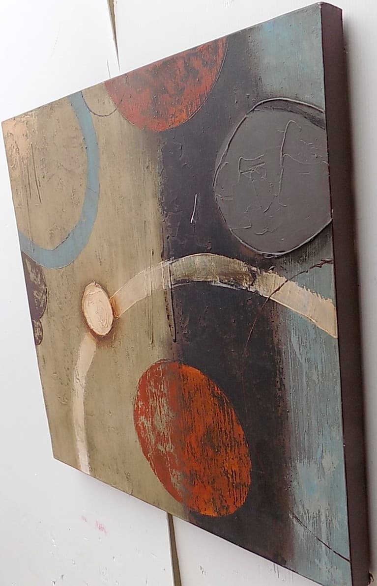 Quadro a olio realizzato a mano molto materico cm 60x60 industrial style dipinto 2 - 5