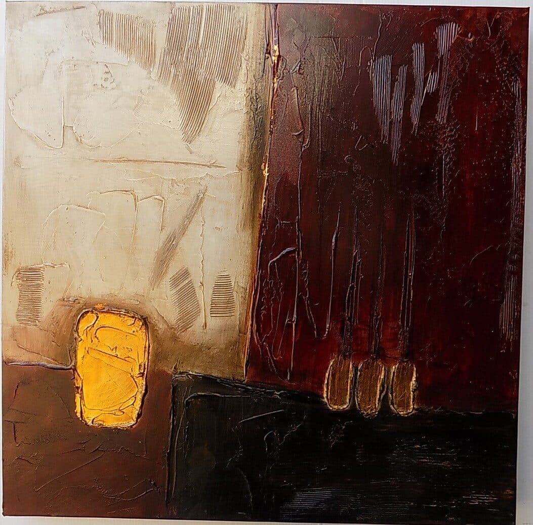 Quadro a olio realizzato a mano molto materico cm 50x50 industrial style dipinto A