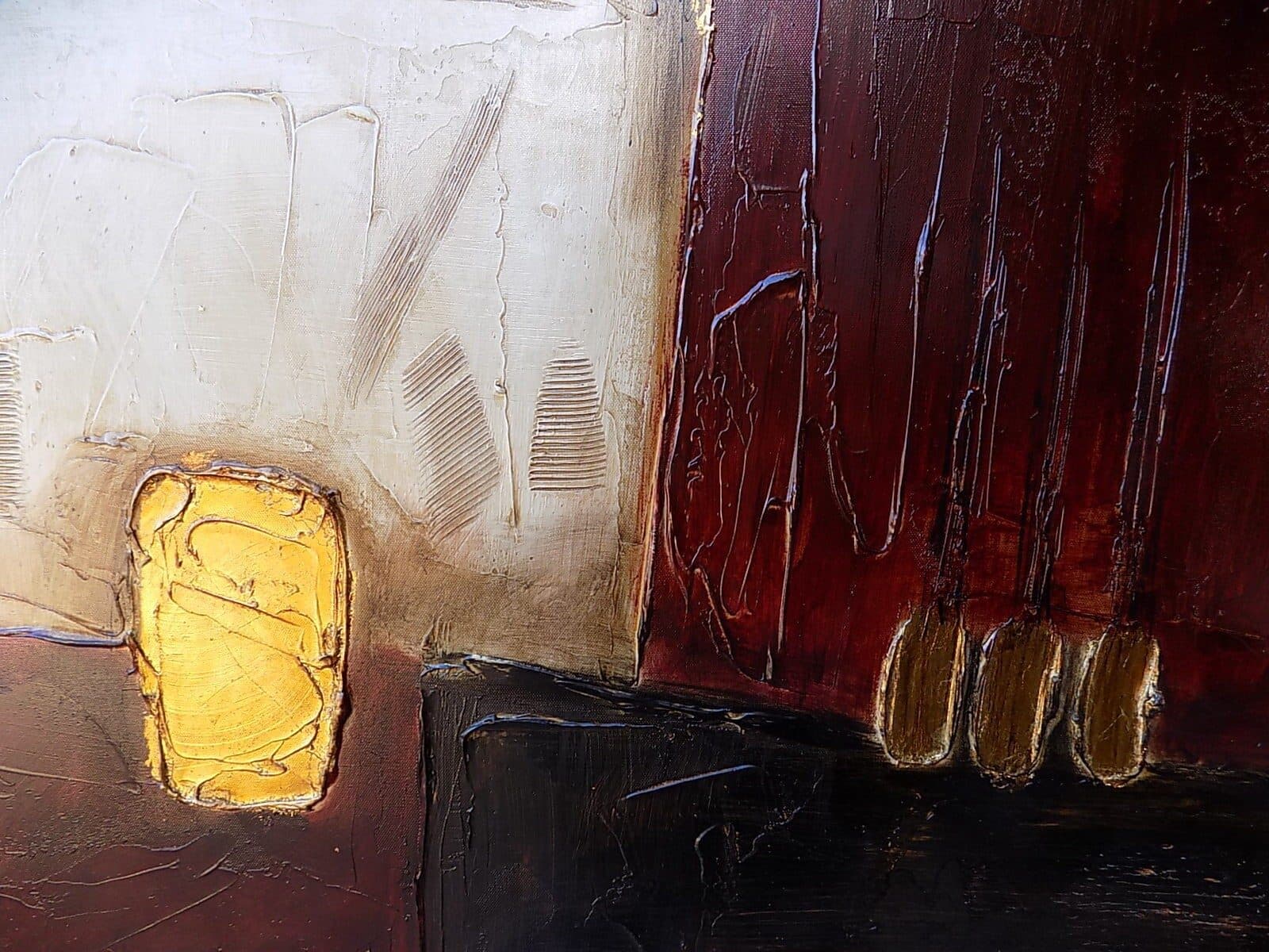 Quadro a olio realizzato a mano molto materico cm 50x50 industrial style dipinto A - 2