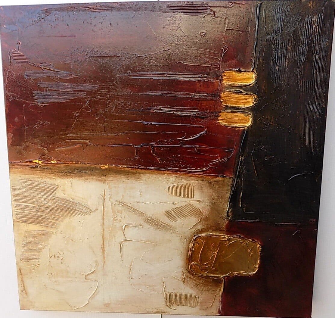 Quadro a olio realizzato a mano molto materico cm 50x50 industrial style dipinto A - 3