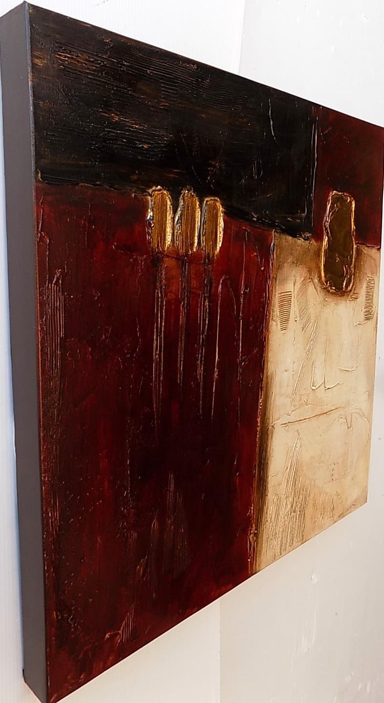 Quadro a olio realizzato a mano molto materico cm 50x50 industrial style dipinto A - 6