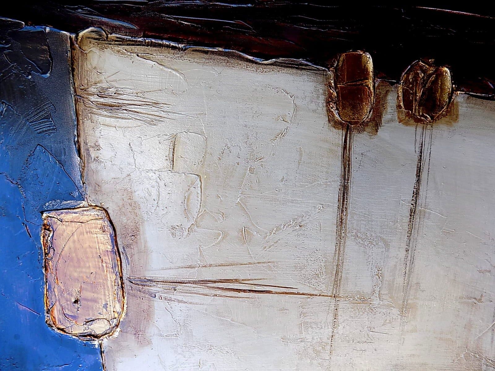 Quadro a olio realizzato a mano molto materico cm 50x50 industrial style dipinto B - 5