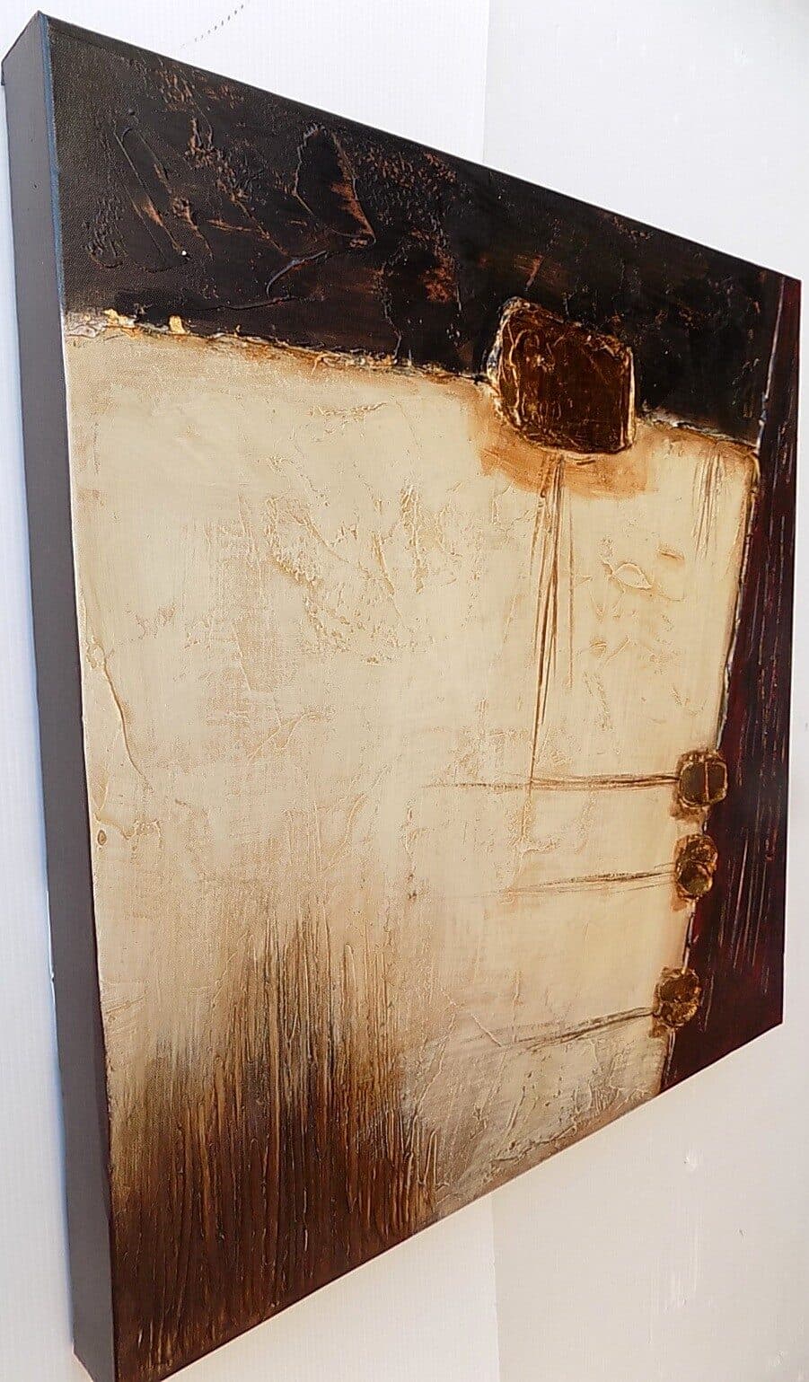 Quadro a olio realizzato a mano molto materico cm 50x50 industrial style dipinto B - 6