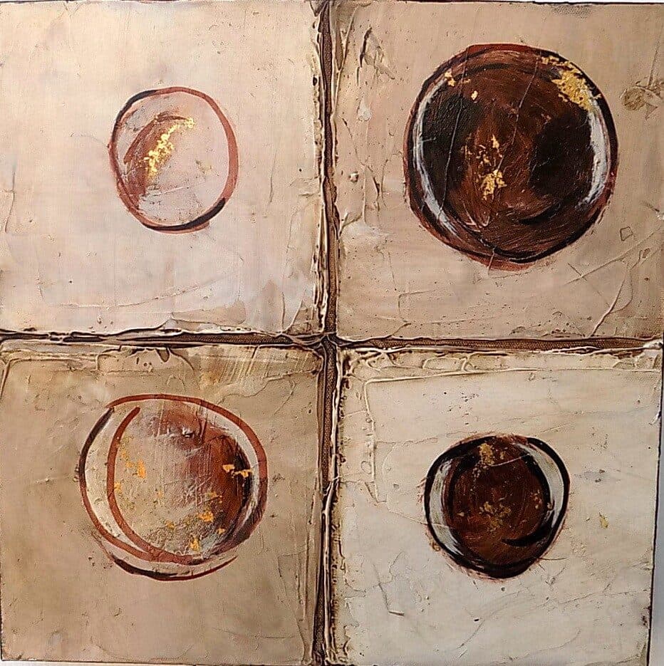 4 Quadri ad olio realizzati a mano cm 30x30 a formare un dipinto 60x60 indutrial style - 3