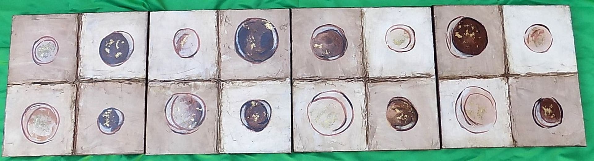 4 Quadri ad olio realizzati a mano cm 30x30 a formare un dipinto 60x60 indutrial style - 5