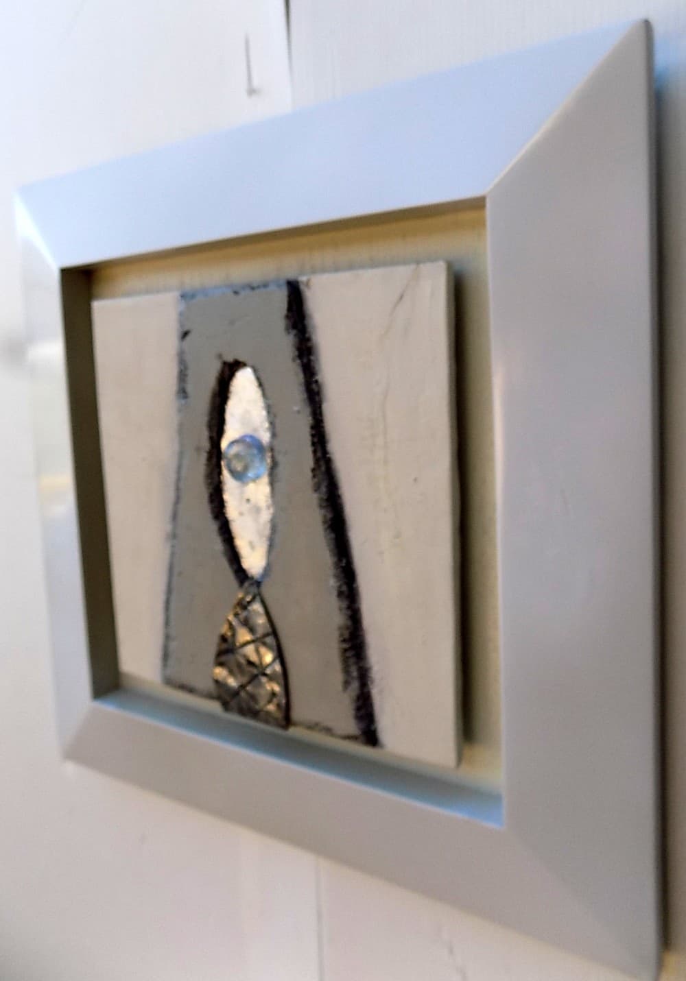 Quadro a olio realizzato a mano in tela  gesso e metallo cm 33x33 cornice in legno A - 6